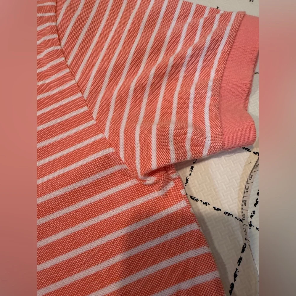 Polo Ralph Lauren Polo Mens Medium Peach & White Striped Short Sleeve Green Pony